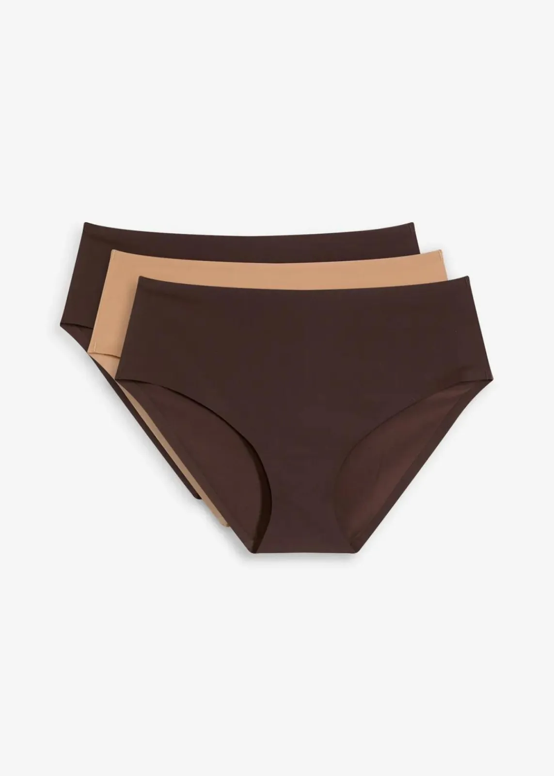 bonprix Höschen|Seamless|Feel Comfort Nahtlose Panty (3er Pack) 2x dunkelbraun + camel