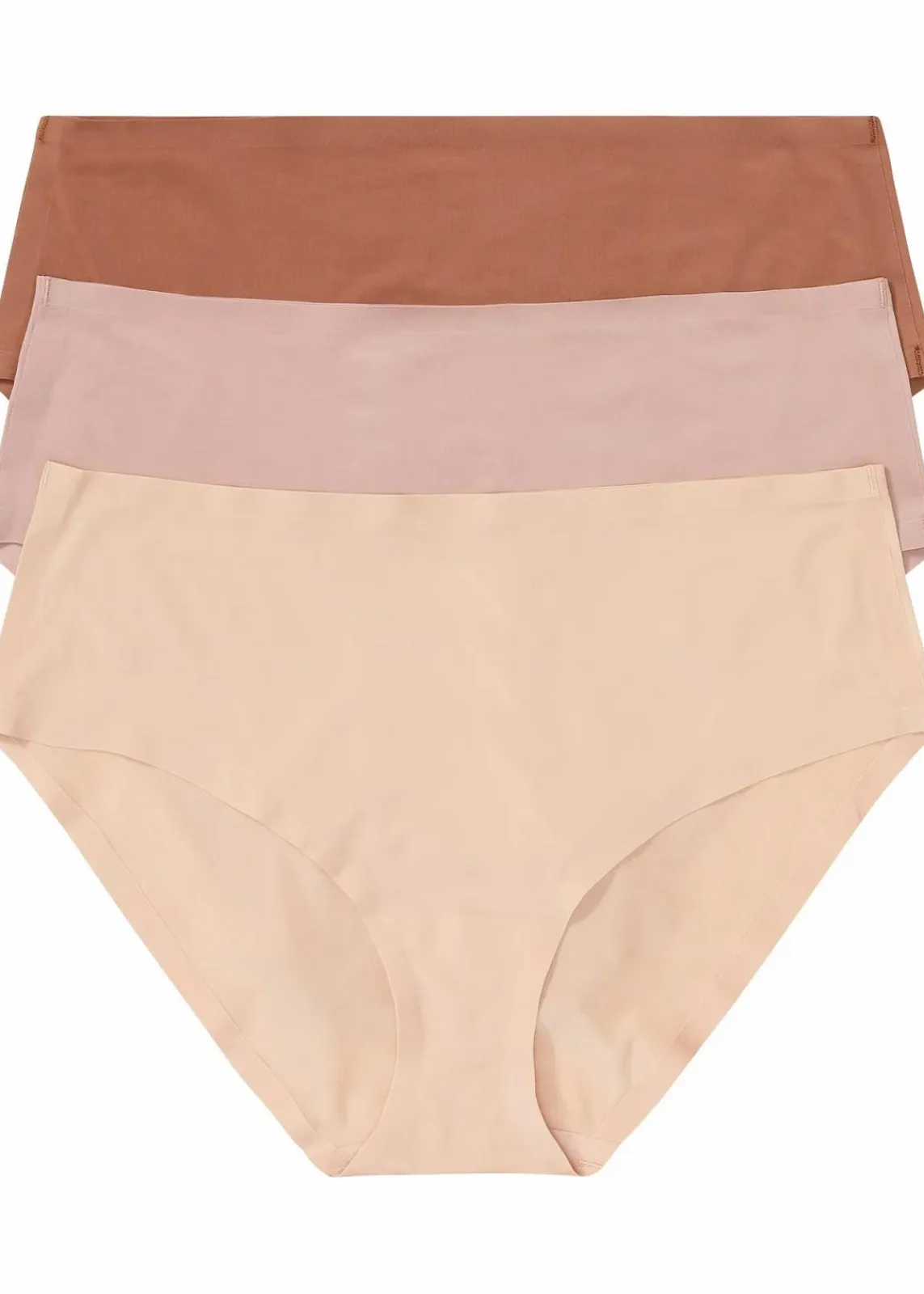 bonprix Höschen|Seamless|Feel Comfort Nahtlose Panty (3er Pack) rosenholz + mattbeige + mittelbraun