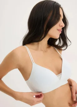 bonprix Bhs|Seamless|Feel Comfort Schalen-BH ohne Bügel ​mit Mesheinsatz cremeblau