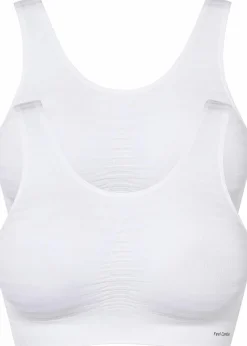 bonprix Nachhaltigere Materialien|Bhs|Feel Comfort Seamless Bustier (2er Pack) 2x weiß gestreift