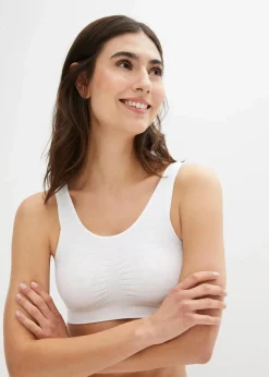 bonprix Nachhaltigere Materialien|Bhs|Feel Comfort Seamless Bustier (2er Pack) 2x weiß gestreift