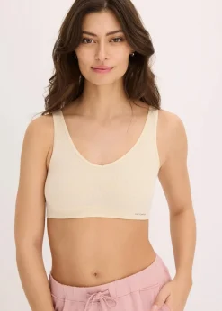 bonprix Wäsche·Basics|Wäsche·Bhs|Feel Comfort Seamless Bustier gerippt sandbeige meliert