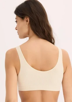 bonprix Wäsche·Basics|Wäsche·Bhs|Feel Comfort Seamless Bustier gerippt sandbeige meliert