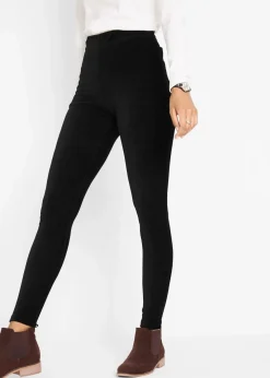 bonprix Bekleidung·Kleider|Hosen|Feincord-Leggings mit breitem Komfortbund schwarz