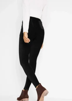 bonprix Bekleidung·Kleider|Hosen|Feincord-Leggings mit breitem Komfortbund schwarz