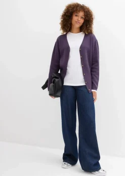 bonprix Bekleidung·Röcke|Bekleidung·Jeans|Feinstrickjacke pflaume