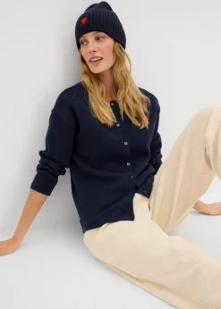 bonprix Strickmode|Pullover & Strickjacken|Feinstrickjacke dunkelblau