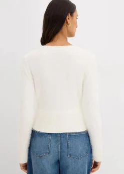 bonprix Bekleidung·Umstandsmode|Strickmode|Feinstrickjacke aus Federgarn wollweiß