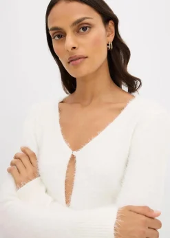 bonprix Bekleidung·Umstandsmode|Strickmode|Feinstrickjacke aus Federgarn wollweiß