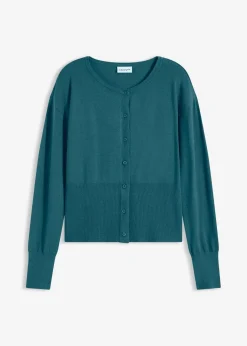 bonprix Pullover & Strickjacken|Strickmode|Feinstrickjacke aus fließendem Viskose-Mix pfeffergrün
