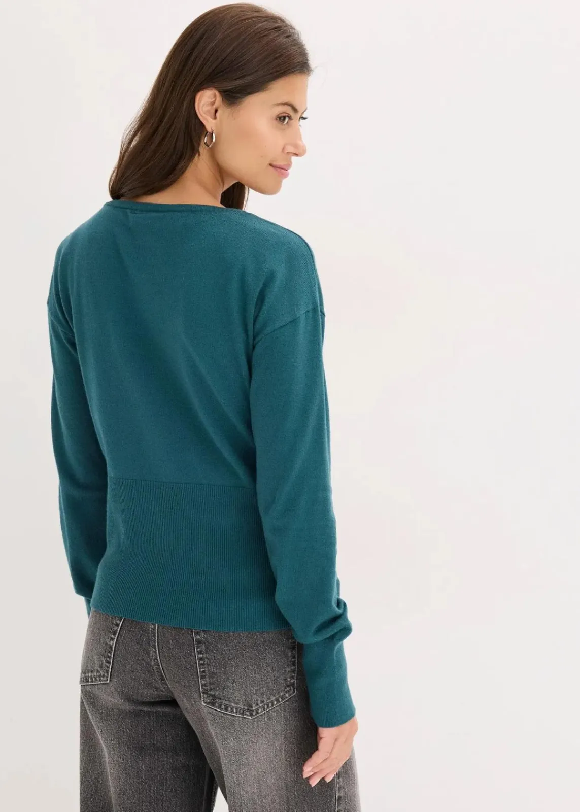 bonprix Pullover & Strickjacken|Strickmode|Feinstrickjacke aus fließendem Viskose-Mix pfeffergrün