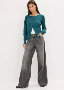 bonprix Pullover & Strickjacken|Strickmode|Feinstrickjacke aus fließendem Viskose-Mix pfeffergrün