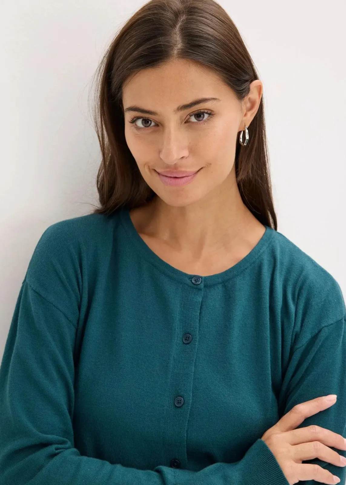 bonprix Pullover & Strickjacken|Strickmode|Feinstrickjacke aus fließendem Viskose-Mix pfeffergrün