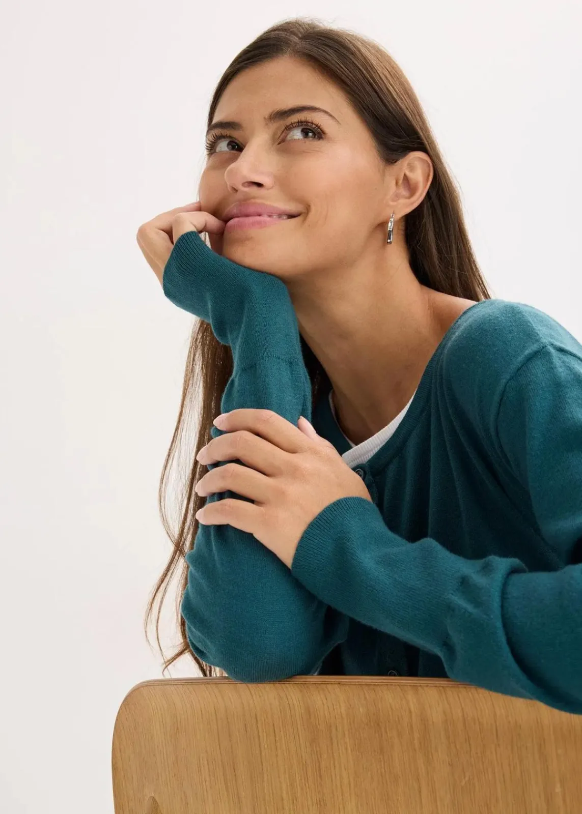 bonprix Pullover & Strickjacken|Strickmode|Feinstrickjacke aus fließendem Viskose-Mix pfeffergrün