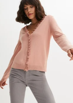 bonprix Pullover & Strickjacken|Strickmode|Feinstrickjacke aus fließendem Viskose-Mix vintagerosa