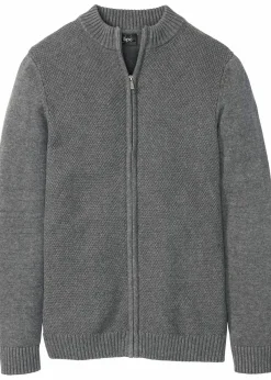 bonprix Pullover & Strickjacken|Basics|Feinstrickjacke aus reiner Baumwolle grau meliert