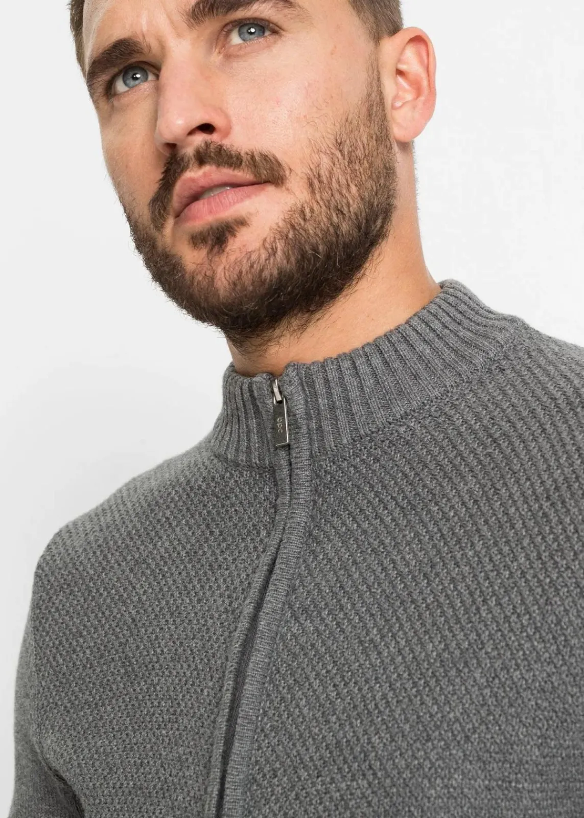 bonprix Pullover & Strickjacken|Basics|Feinstrickjacke aus reiner Baumwolle grau meliert