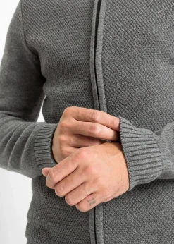 bonprix Pullover & Strickjacken|Basics|Feinstrickjacke aus reiner Baumwolle grau meliert