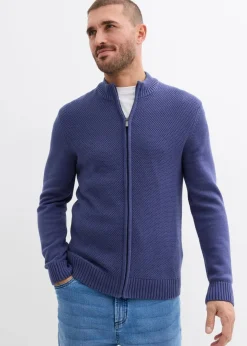 bonprix Große Größen|Basics|Feinstrickjacke aus reiner Baumwolle indigo