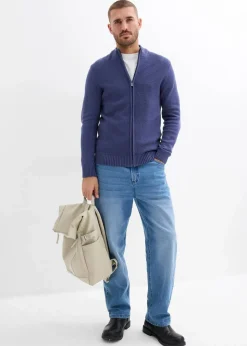 bonprix Große Größen|Basics|Feinstrickjacke aus reiner Baumwolle indigo