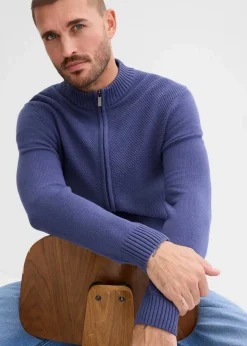 bonprix Große Größen|Basics|Feinstrickjacke aus reiner Baumwolle indigo