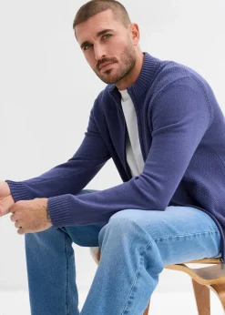 bonprix Große Größen|Basics|Feinstrickjacke aus reiner Baumwolle indigo