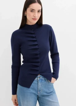 bonprix Pullover & Strickjacken|Strickmode|Feinstrickjacke aus softem Viskose-Mix dunkelblau