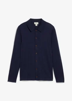 bonprix Große Größen|Pullover & Strickjacken|Feinstrickjacke mit edler Merinowolle, Slim Fit dunkelblau