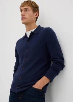 bonprix Große Größen|Pullover & Strickjacken|Feinstrickjacke mit edler Merinowolle, Slim Fit dunkelblau