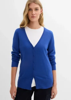 bonprix Bekleidung·Röcke|Bekleidung·Jeans|Feinstrickjacke mit Knopfleiste edelsteinblau