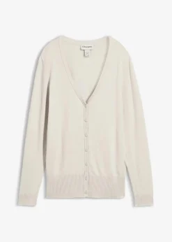 bonprix Bekleidung·Röcke|Bekleidung·Jeans|Feinstrickjacke mit Knopfleiste silber