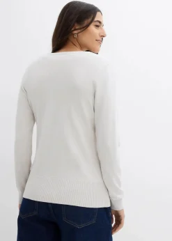 bonprix Bekleidung·Röcke|Bekleidung·Jeans|Feinstrickjacke mit Knopfleiste silber