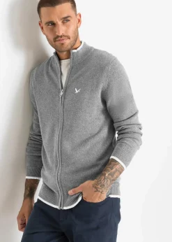 Feinstrickjacke mit Stehkragen und recycelter Baumwolle|bonprix Sale