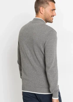 Feinstrickjacke mit Stehkragen und recycelter Baumwolle|bonprix Sale