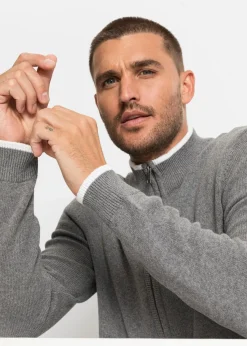 Feinstrickjacke mit Stehkragen und recycelter Baumwolle|bonprix Sale