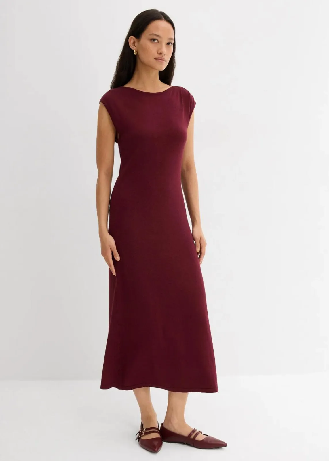 bonprix Bekleidung·Pullover & Strickjacken|Kleider|Feinstrickkleid aus Viskose-Mix ahornrot