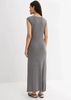 bonprix Bekleidung·Pullover & Strickjacken|Kleider|Feinstrickkleid aus Viskose-Mix grau meliert