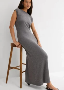 bonprix Bekleidung·Pullover & Strickjacken|Kleider|Feinstrickkleid aus Viskose-Mix grau meliert