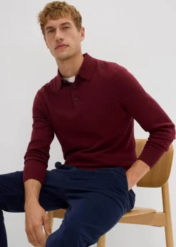 Feinstrick-Polopullover mit edler Merinowolle, Slim Fit|bonprix Discount