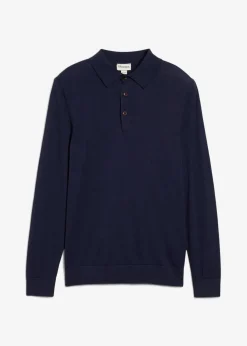 bonprix Große Größen|Basics|Feinstrick-Polopullover mit edler Merinowolle, Slim Fit dunkelblau