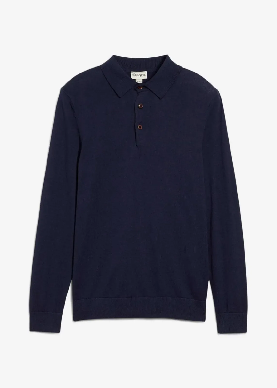 bonprix Große Größen|Basics|Feinstrick-Polopullover mit edler Merinowolle, Slim Fit dunkelblau