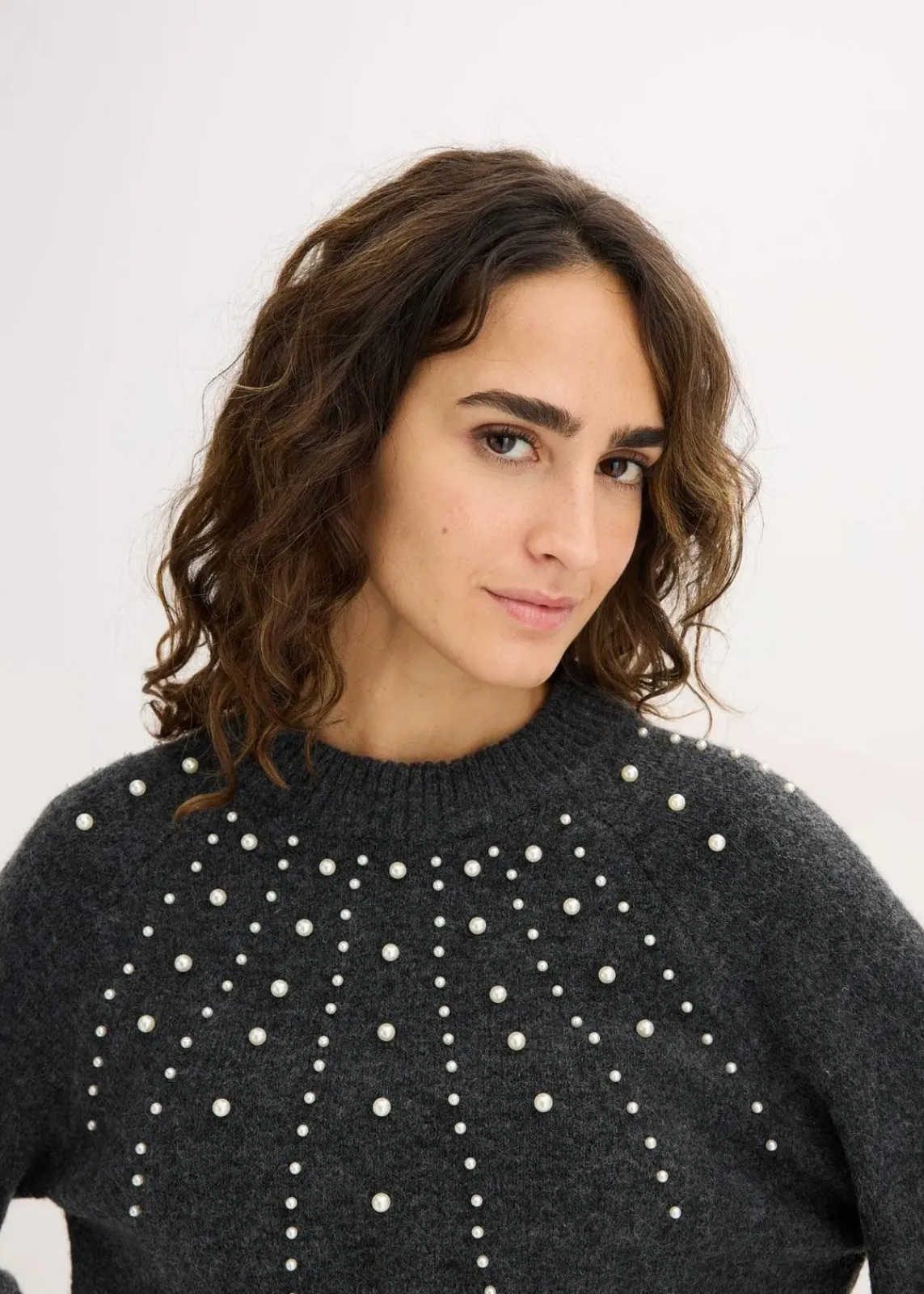 bonprix Bekleidung·Umstandsmode|Strickmode|Feinstrickpullover anthrazit meliert