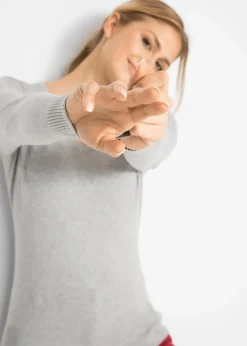 bonprix Strickmode|Pullover & Strickjacken|Feinstrickpullover hellgrau meliert