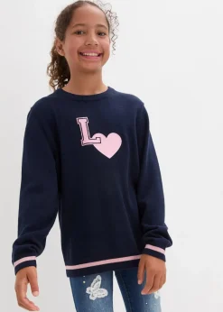 bonprix Mädchen 9-16 Jahre·Sweat & Strick|Feinstrickpullover dunkelblau