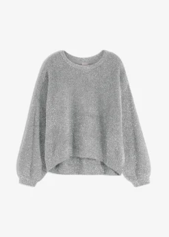 bonprix Pullover & Strickjacken|Bekleidung·Jeans|Feinstrickpullover grau/silber