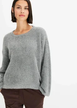 bonprix Pullover & Strickjacken|Bekleidung·Jeans|Feinstrickpullover grau/silber
