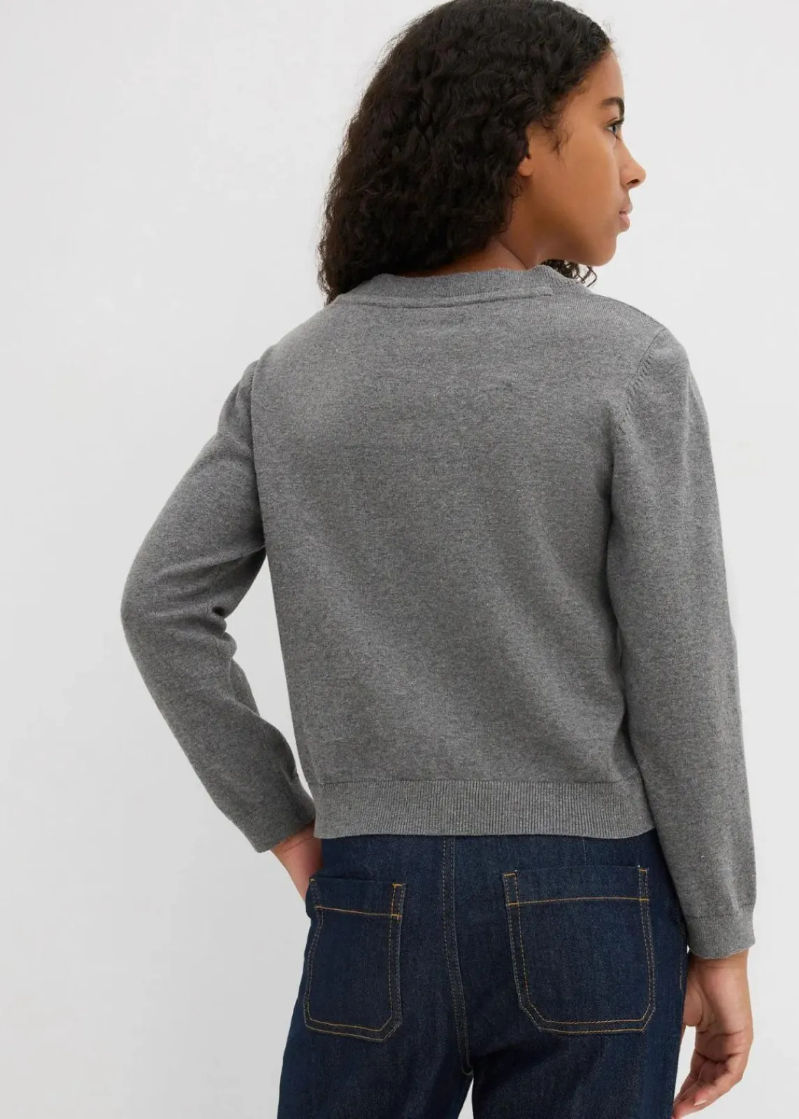 bonprix Mädchen 9-16 Jahre·Sweat & Strick|Feinstrickpullover grau meliert