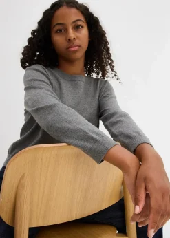 bonprix Mädchen 9-16 Jahre·Sweat & Strick|Feinstrickpullover grau meliert