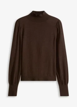 bonprix Pullover & Strickjacken|Strickmode|Feinstrickpullover dunkelbraun meliert
