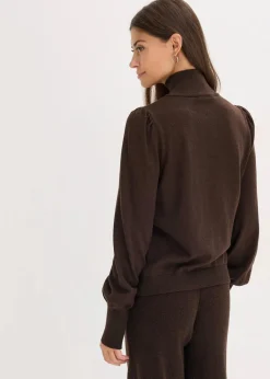 bonprix Pullover & Strickjacken|Strickmode|Feinstrickpullover dunkelbraun meliert